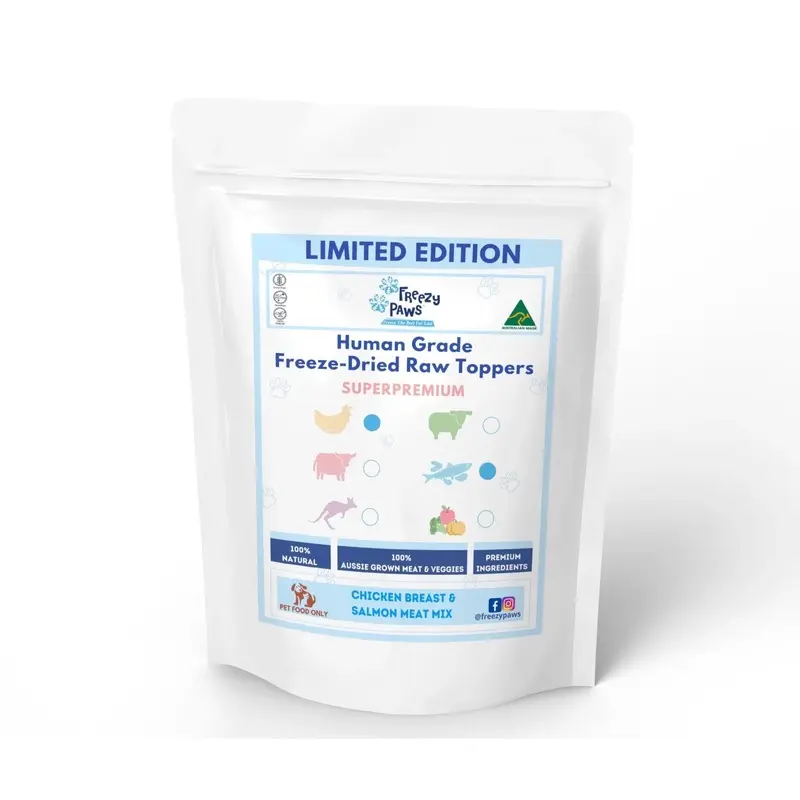 Freezy Paws Freeze Dried Chicken and Salmon Topper Mix for Dogs and Cats 80g :->>