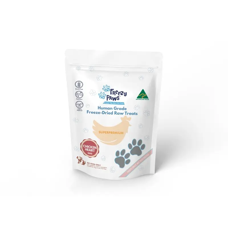 Freezy Paws Freeze Dried Chicken Hearts Dog and Cat Treats 100g :->>