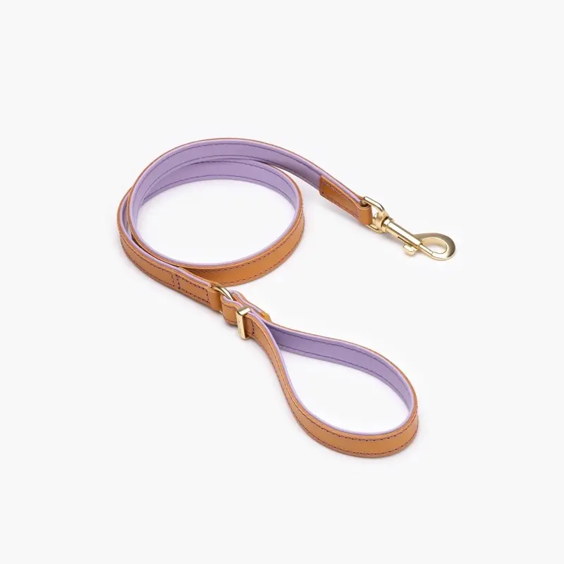 EzyDog Oxford Leather Dog Lead Blonde and Lilac 42inch