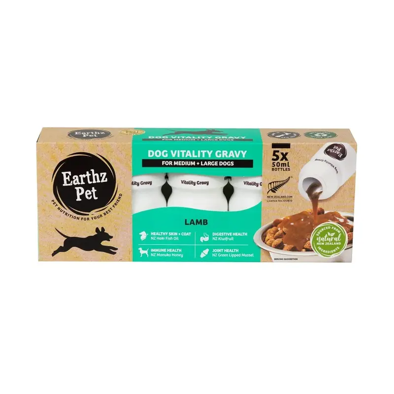 Earthz Pet Vitality Lamb Gravy for Medium and Large Dogs 50ml x 5***
