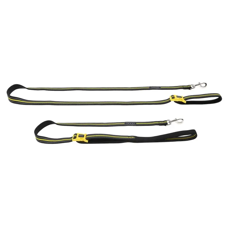 DOOG Neoprene Clip It Bolt Black and Yellow Adjustable Dog Lead Extra Large