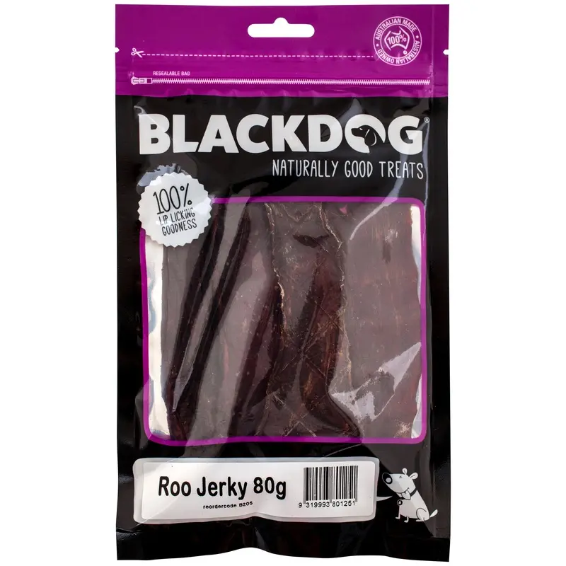 Blackdog Kangaroo Jerky Dog Treats 80g
