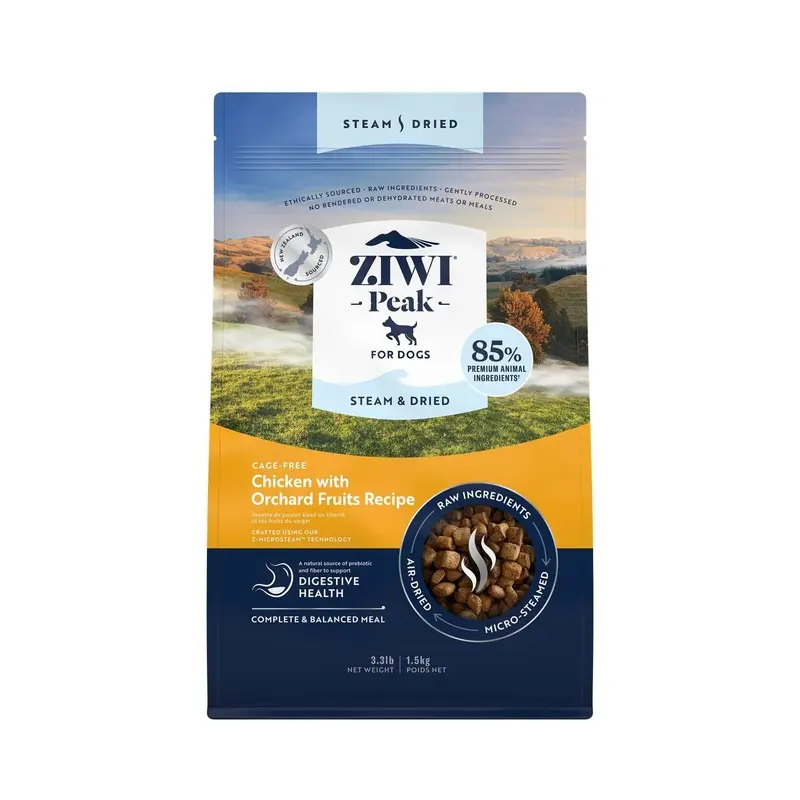 ZIWI Peak Steam and Dried Cage Free Chicken with Orchard Fruits Dog Food 1.5kg :->>