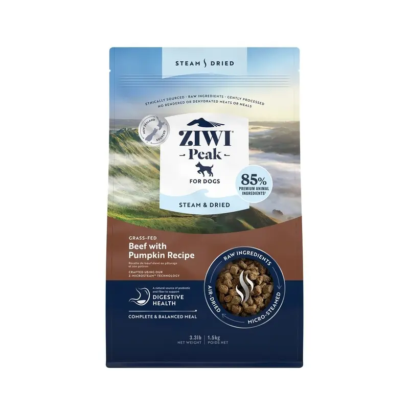 ZIWI Peak Steam and Dried Grass Fed Beef with Pumpkin Dog Food 1.5kg :->>