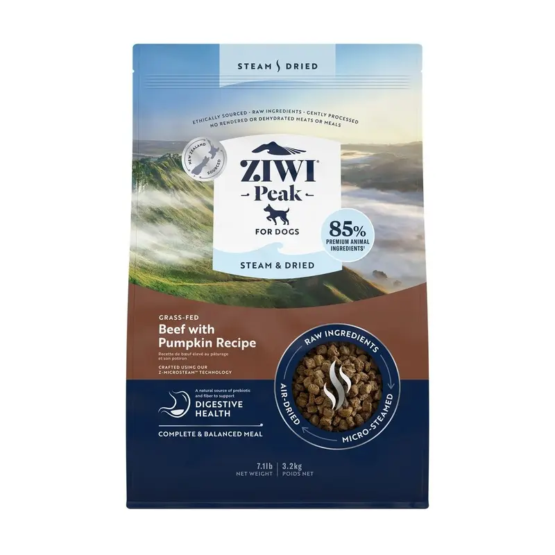 ZIWI Peak Steam and Dried Grass Fed Beef with Pumpkin Dog Food 3.2kg :->>