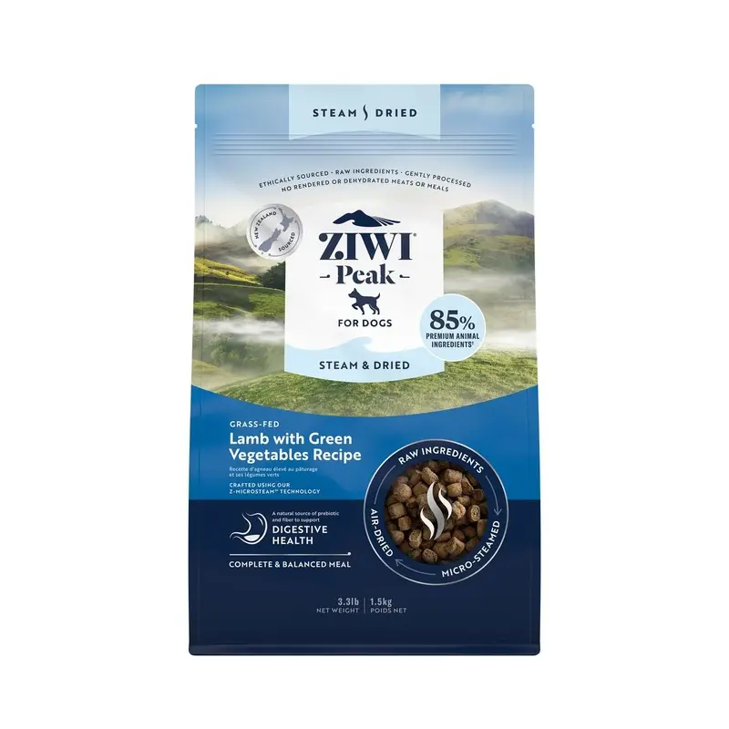 ZIWI Peak Steam and Dried Lamb with Green Vegetables Dog Food 1.5kg :->>