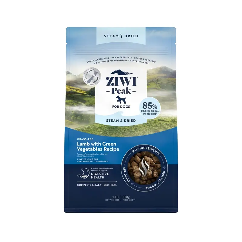 ZIWI Peak Steam and Dried Lamb with Green Vegetables Dog Food 800g :->>
