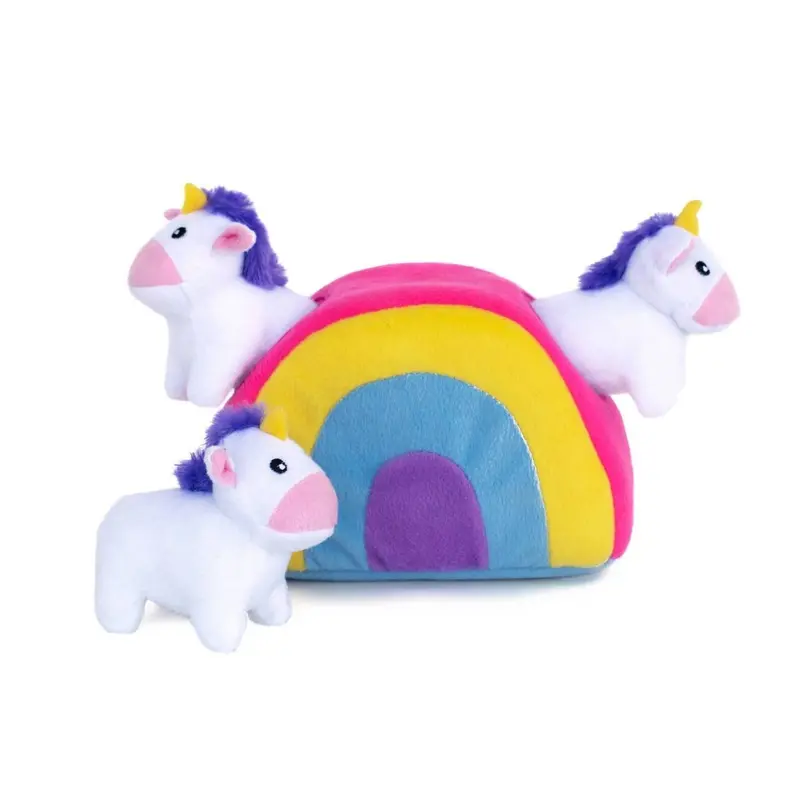 Zippy Paws Unicorn and Rainbow Burrow Dog Toy :->>
