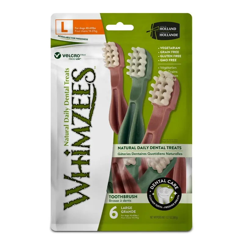 Whimzees Toothbrush Dental Dog Treats Large 6 Pack