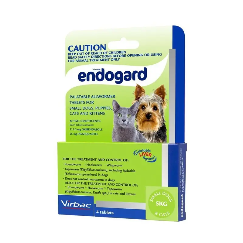 Virbac Endogard Intestinal Dog Worming Tablets 5kg Pack of 4