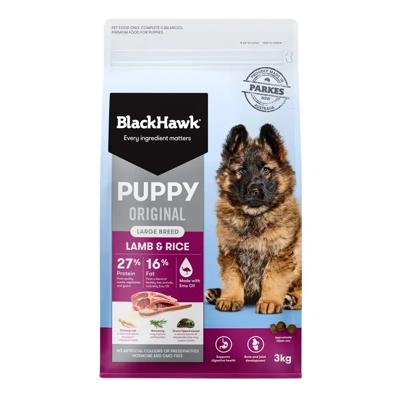 Black Hawk Lamb and Rice Large Breed Puppy Dry Dog Food 3kg