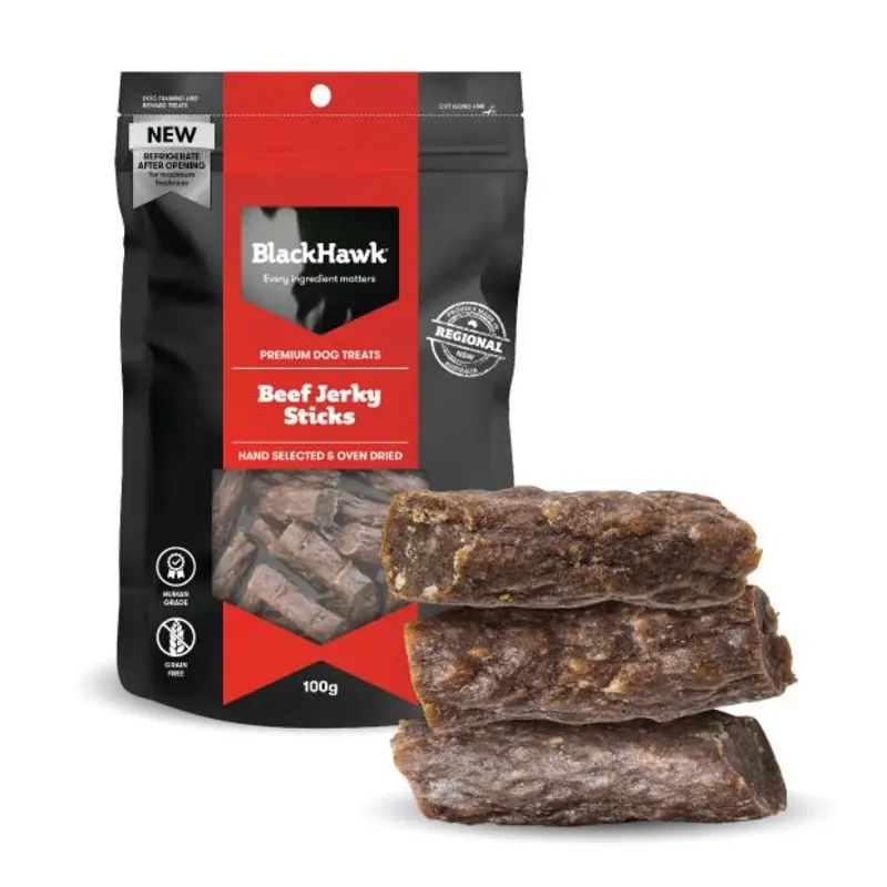 Black Hawk Dog Treats Beef Jerky Sticks 100g