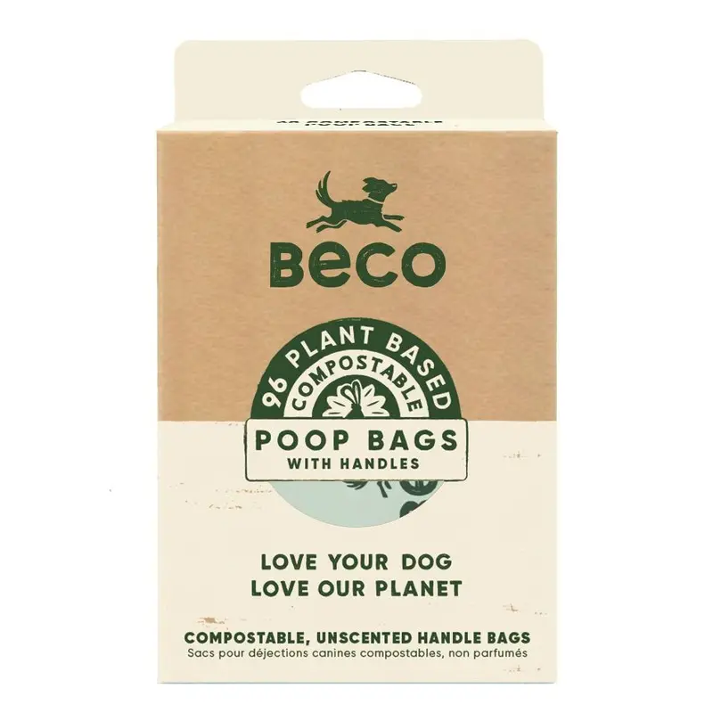 Beco Eco-Friendly Compostable Dog Poop Bags with Handles 96pk :->>