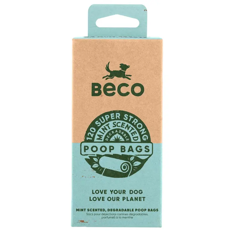 Beco Eco-Friendly Degradable Mint Scented Dog Poop Bags 120pk :->>