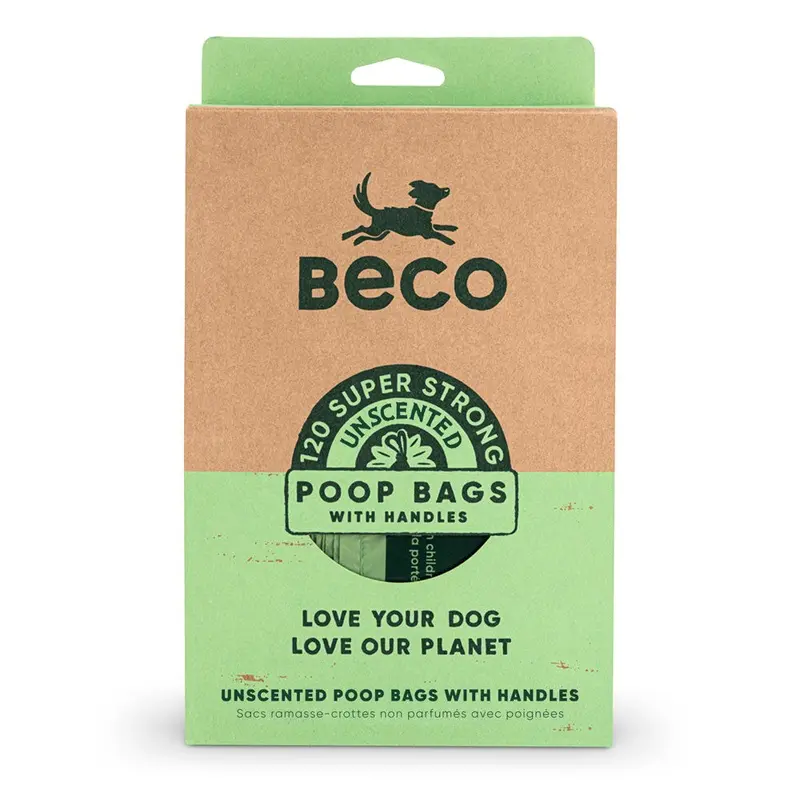Beco Super Strong Unscented Extra Large Dog Poop Bags with Handles 120pk :->>