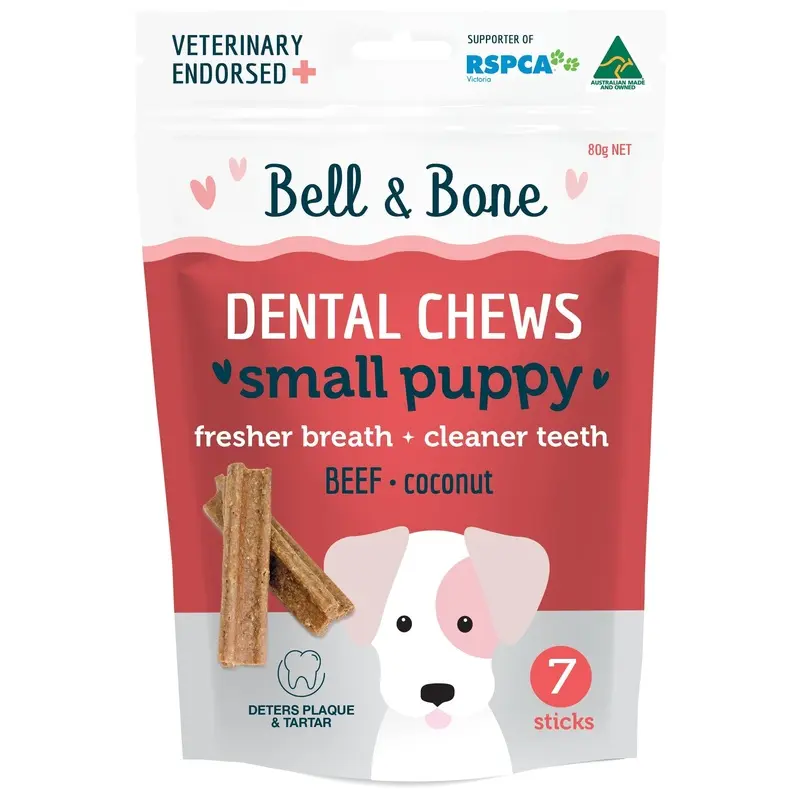 Bell and Bone Dental Sticks Beef for Small Puppies 80g :->>