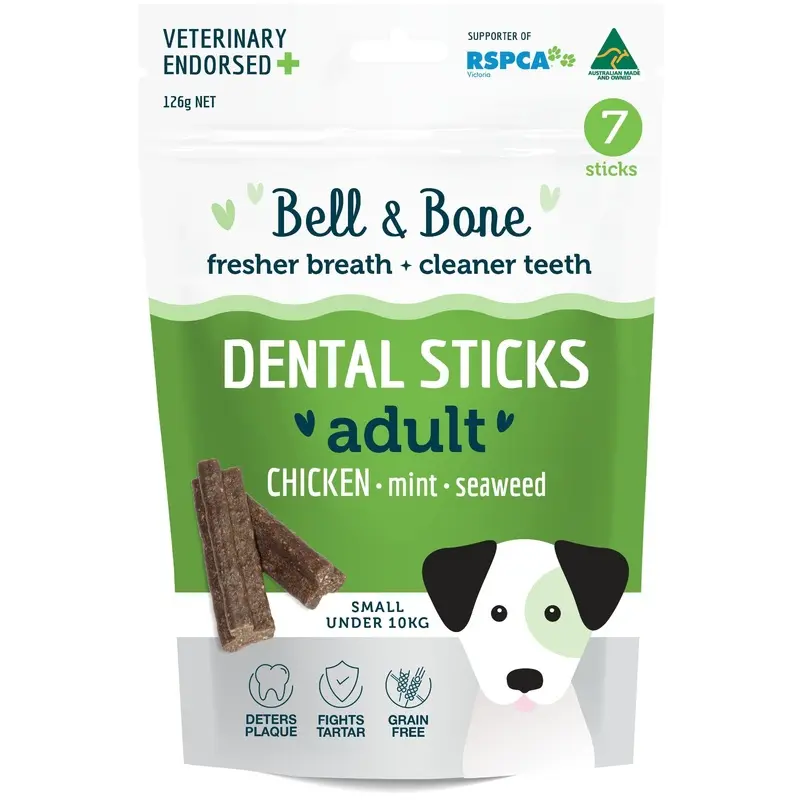 Bell and Bone Dental Sticks Chicken Mint and Seaweed for Small Dogs 126g :->>