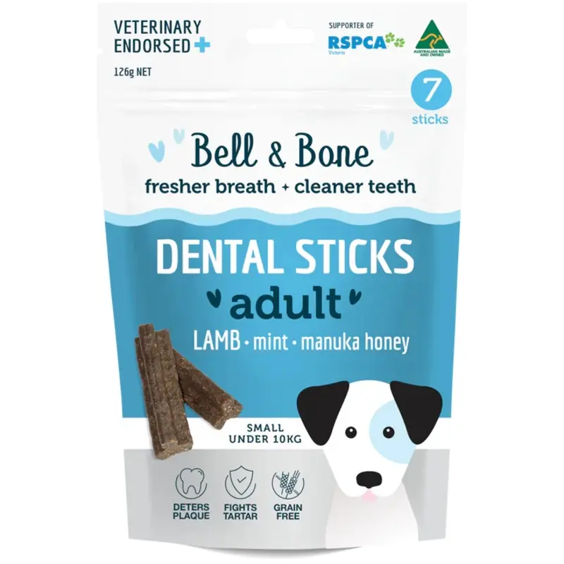 Bell and Bone Dental Sticks Lamb Mink and Manuka Honey for Small Dogs 126g :->>