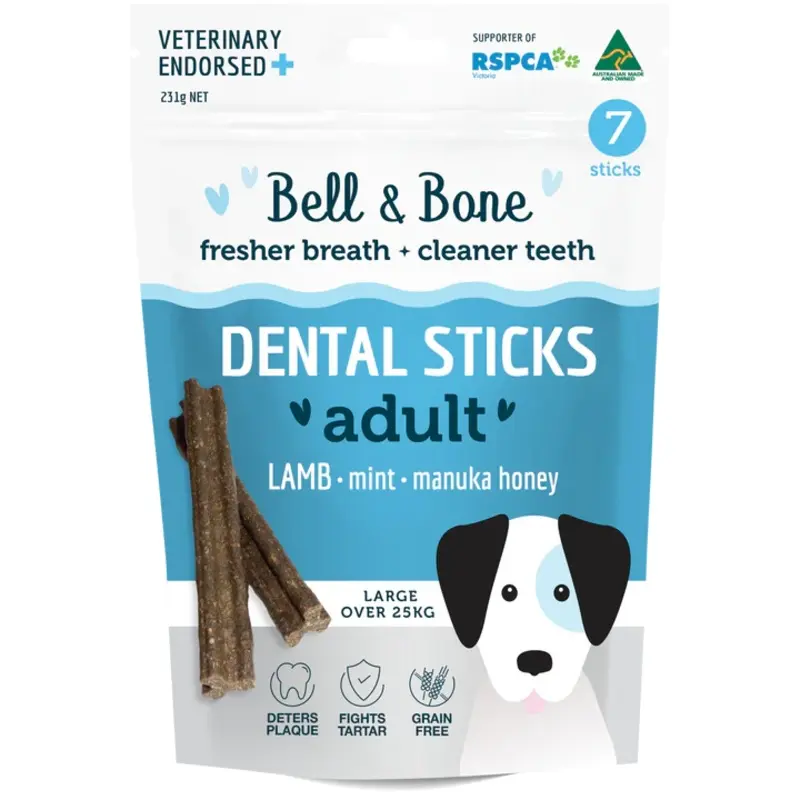 Bell and Bone Dental Sticks Lamb Mint and Manuka Honey for Large Dogs 231g :->>