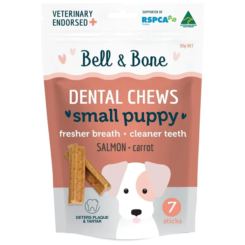 Bell and Bone Dental Sticks Salmon for Small Puppies 80g :->>