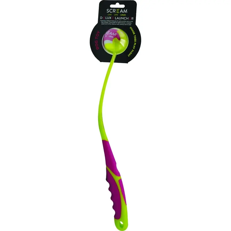 Scream Deluxe Ball Launcher Small Pink and Green Dog Toy :->>