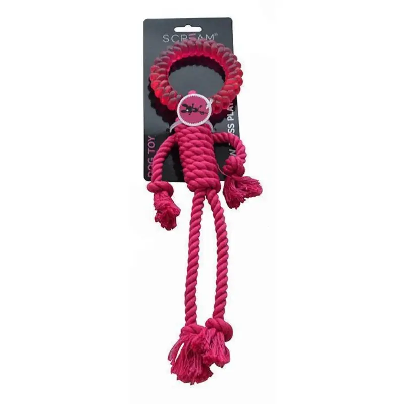 Scream Rope Man Pink Dog Toy :->>