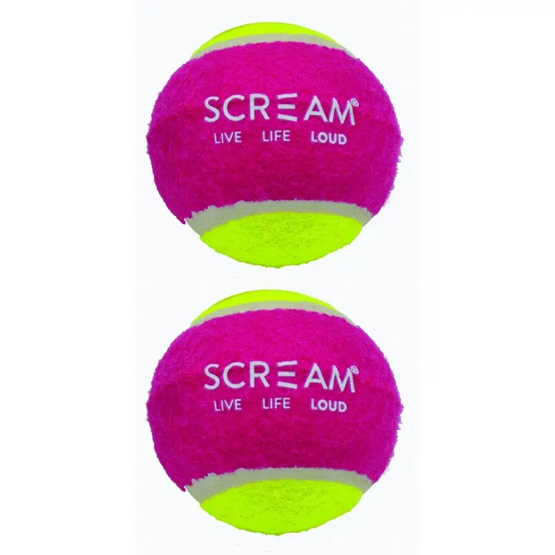 Scream Tennis Balls Medium Pink and Green Dog Toy 2 Pack :->>