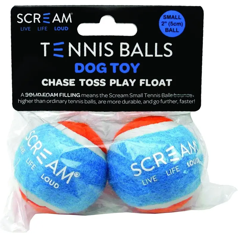 Scream Tennis Balls Small Blue and Orange Dog Toy 2 Pack :->>
