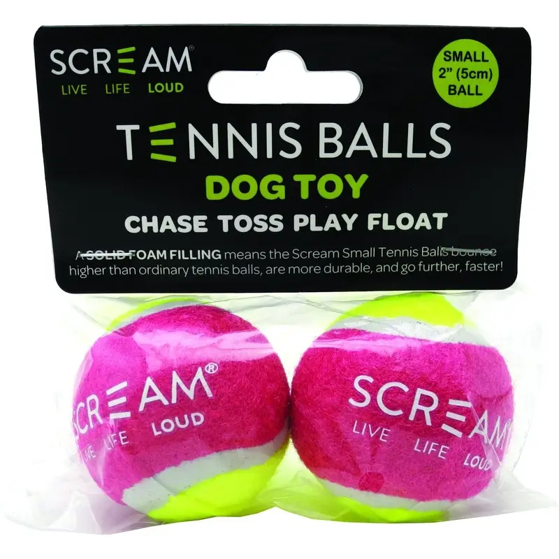 Scream Tennis Balls Small Pink and Green Dog Toy 2 Pack :->>