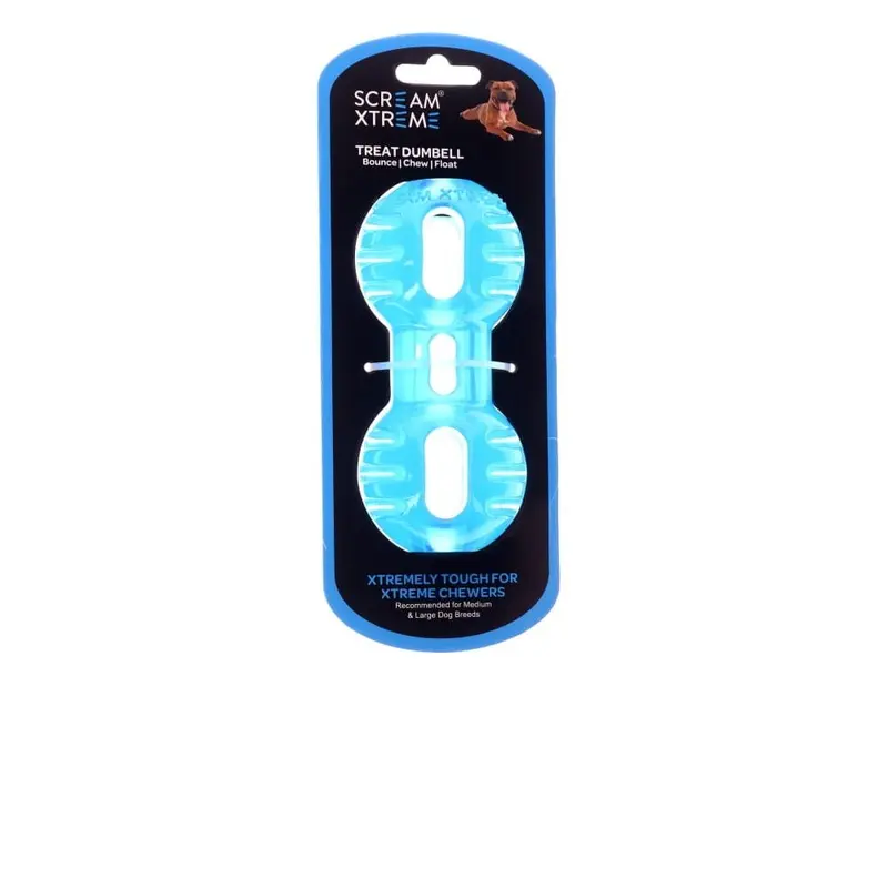 Scream Xtreme Treat Dumbbell Dog Toy Blue Medium/Large :->>