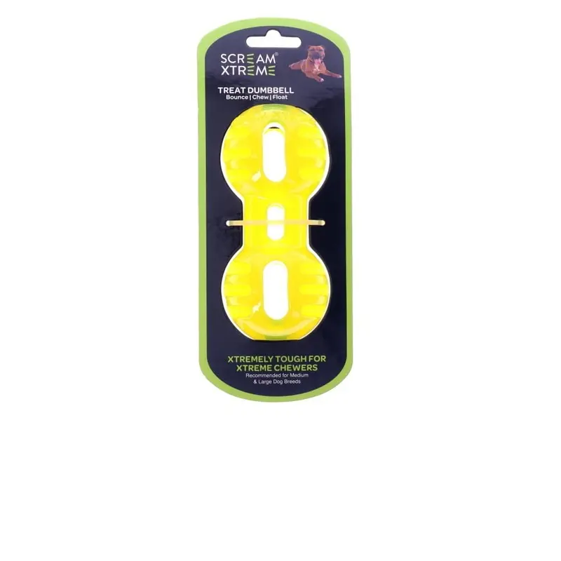 Scream Xtreme Treat Dumbbell Dog Toy Green Medium/Large :->>
