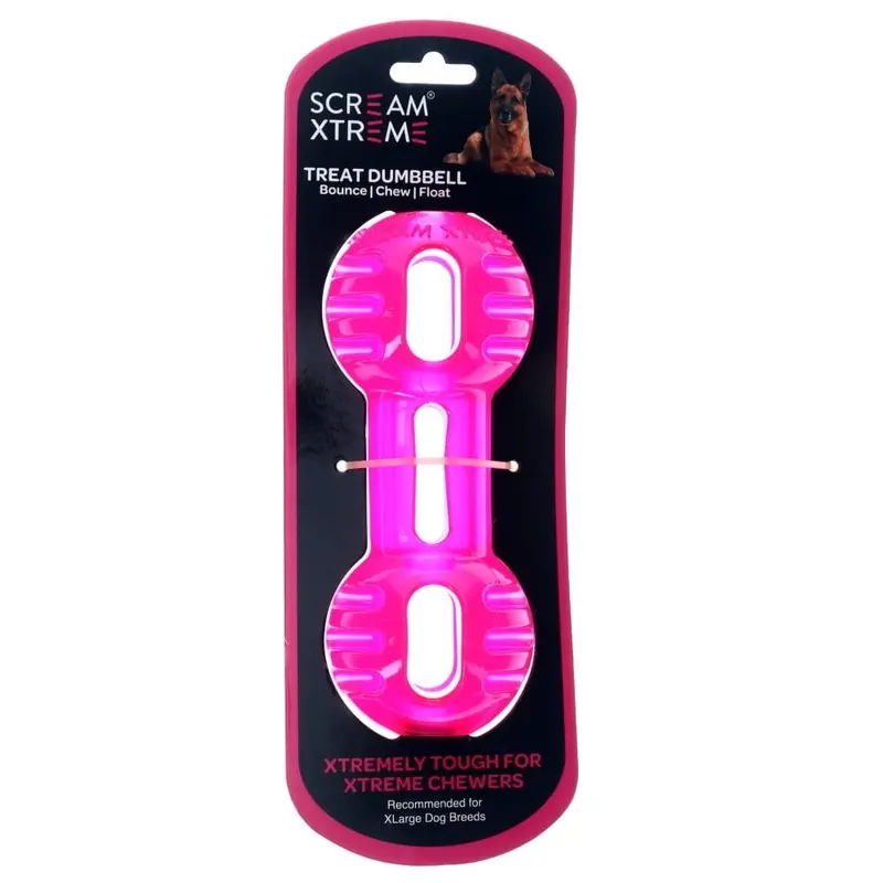 Scream Xtreme Treat Dumbbell Dog Toy Pink Extra Large :->>