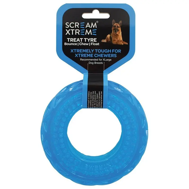 Scream Xtreme Treat Tyre Extra Large Blue Dog Toy :->>