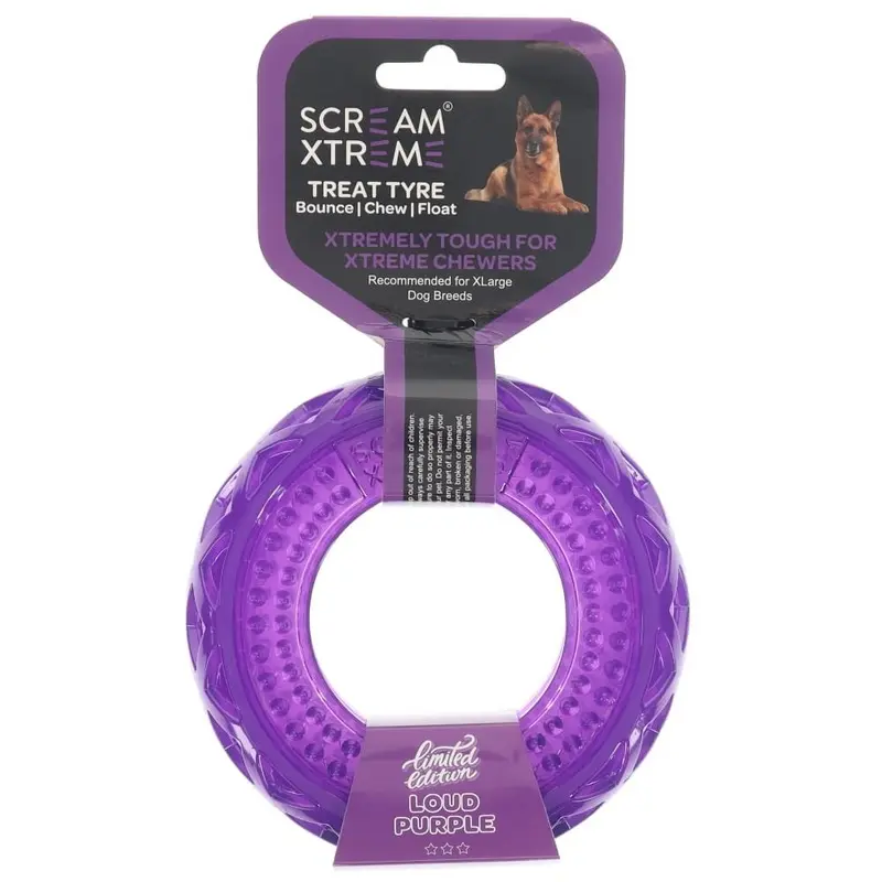 Scream Xtreme Treat Tyre Lavender Scented Dog Toy Extra Large :->>