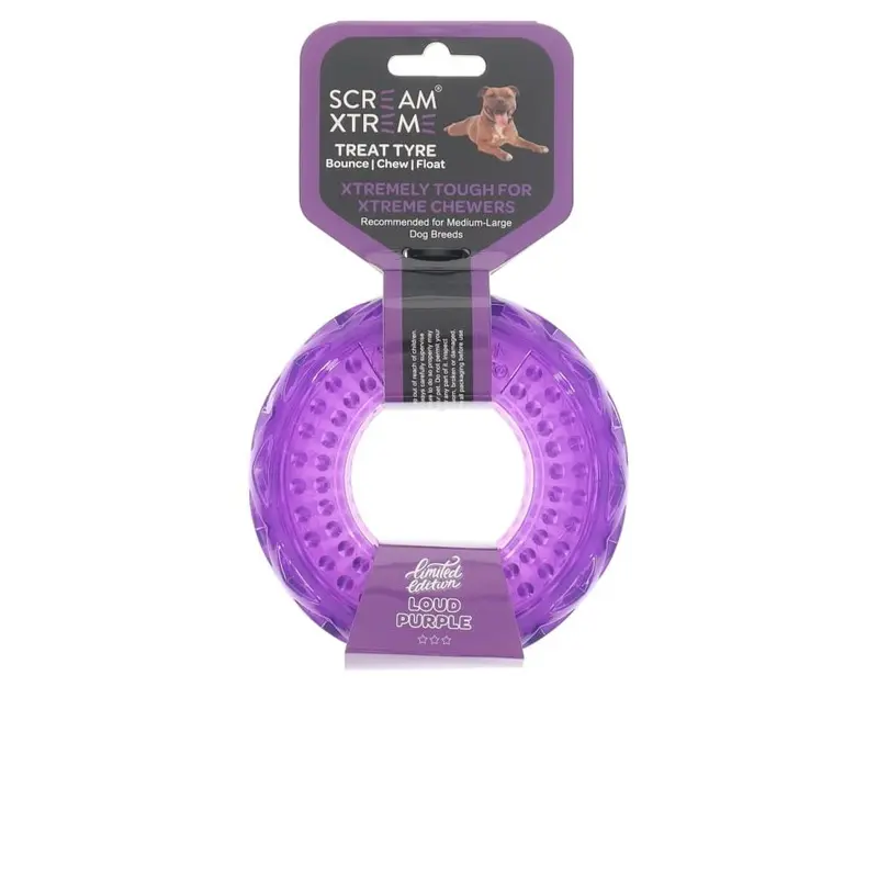 Scream Xtreme Treat Tyre Lavender Scented Dog Toy Medium/Large :->>