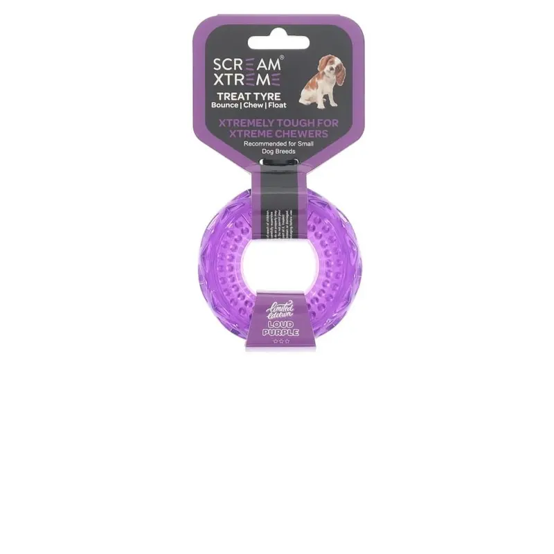 Scream Xtreme Treat Tyre Lavender Scented Dog Toy Small :->>