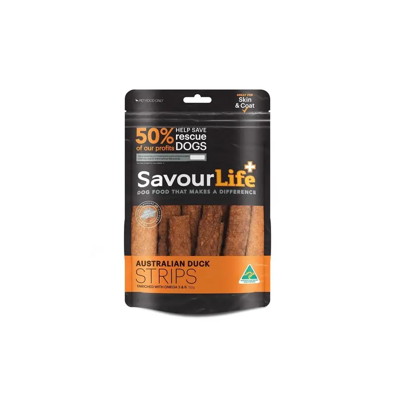 SavourLife Australian Duck Strips Dog Treats 150g :->>