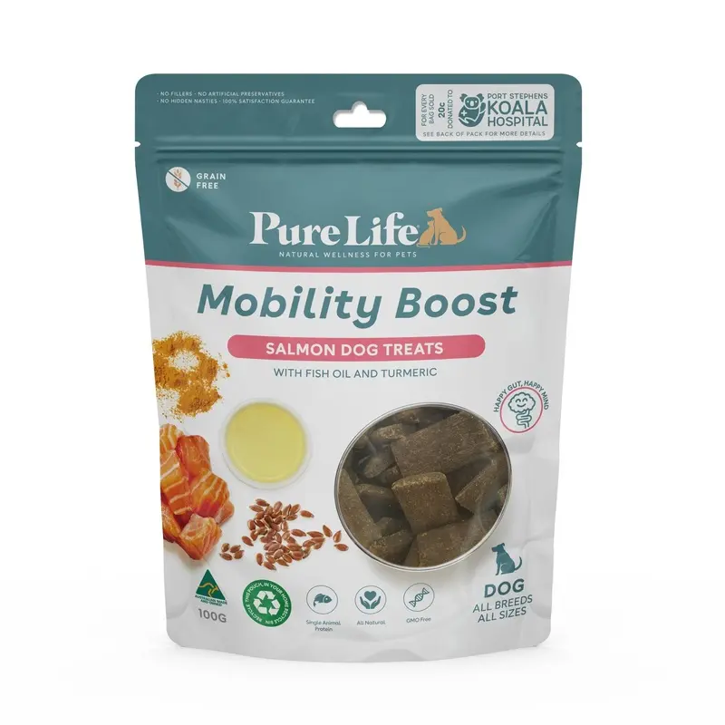 Pure Life Mobility Boost Salmon Treats for Dogs 100g :->>