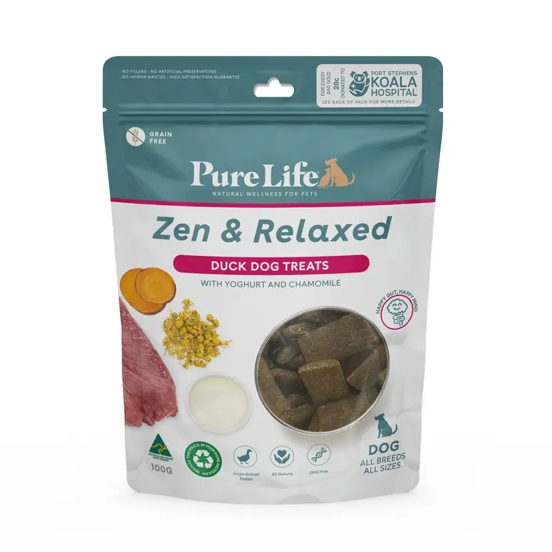 Pure Life Zen and Relaxed Duck Treats for Dogs 100g :->>