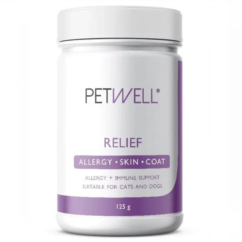 PetWell Relief Allergy Skin and Coat Supplement for Dogs and Cats 125g
