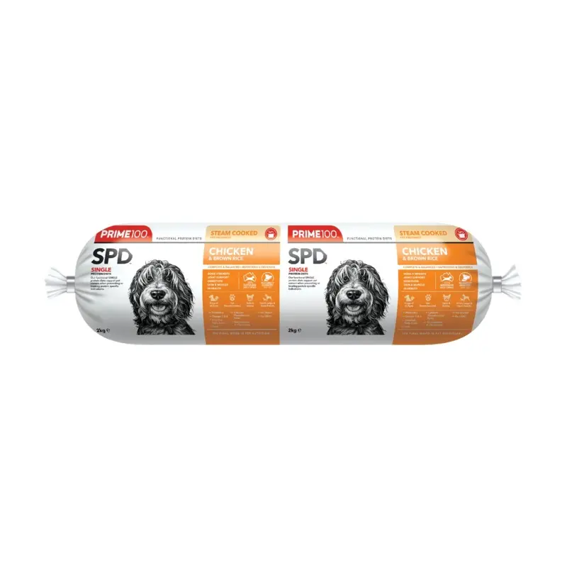 Prime 100 Dog SPD Chicken and Brown Rice Roll 2kg