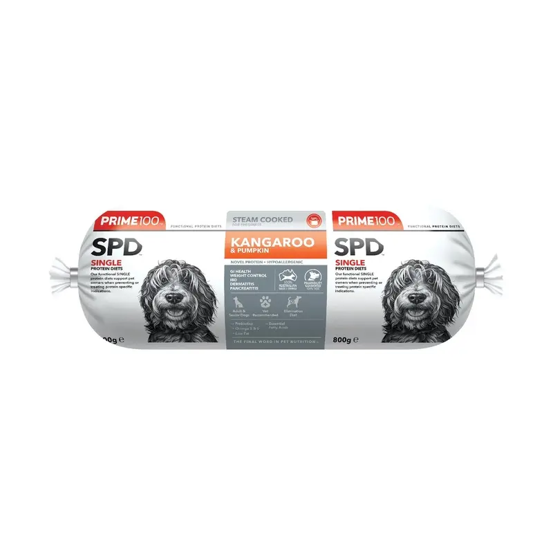 Prime 100 Dog SPD Kangaroo and Pumpkin Roll 800g