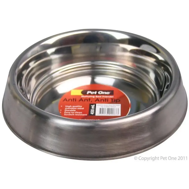 Pet One Bowl Stainless Steel Anti Ant 450Ml