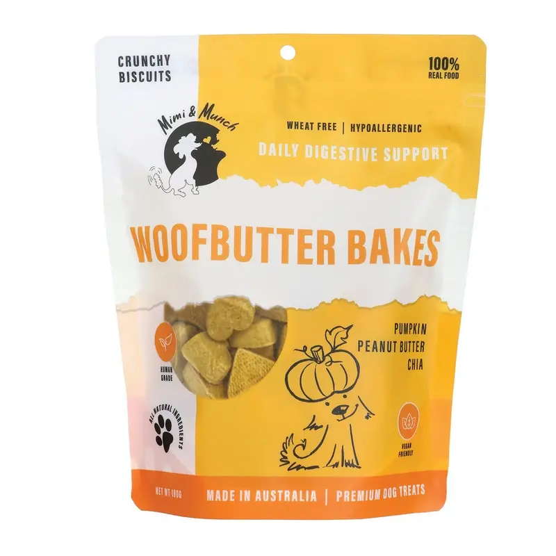Mimi and Munch Wheat Free Woofbutter Bakes Mini Dog Biscuit Treats 180g :->>