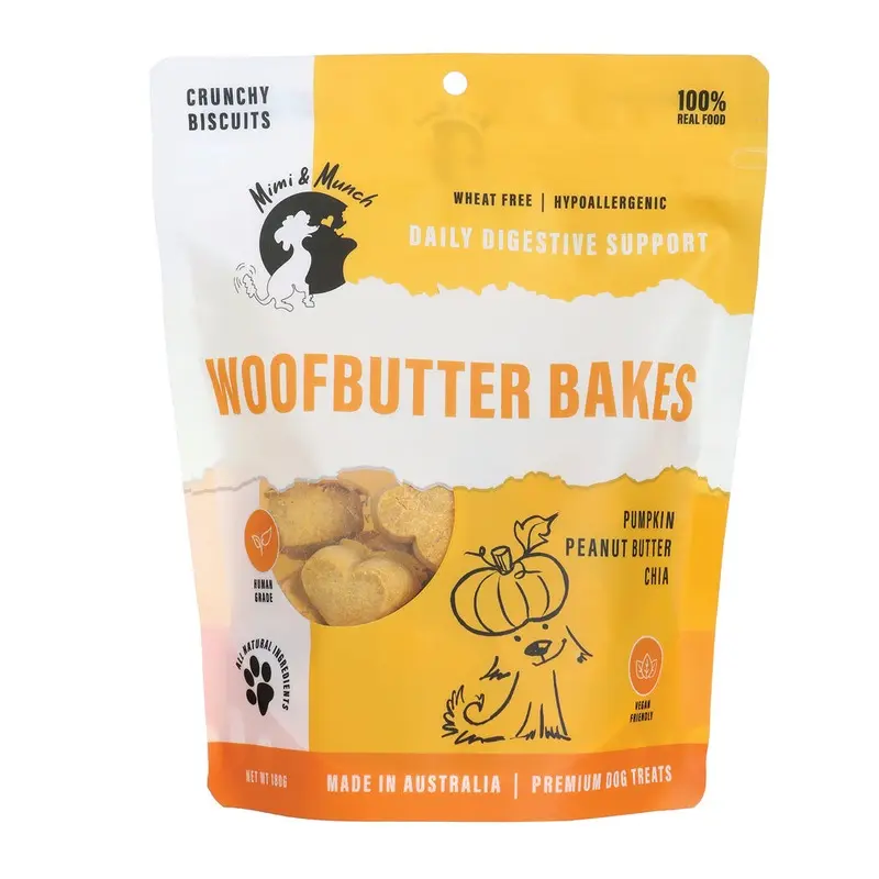 Mimi and Munch Wheat Free Woofbutter Bakes Regular Dog Biscuit Treats 180g :->>