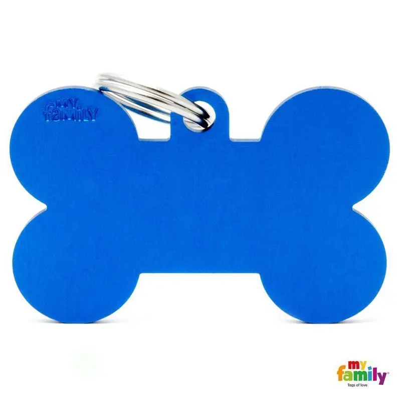 My Family Basic Bone Extra Large Blue Dog Tag with Free Engraving