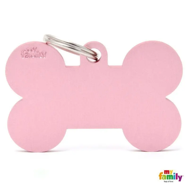 My Family Basic Bone Extra Large Pink Dog Tag with Free Engraving