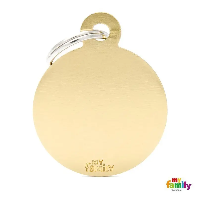 My Family Basic Circle Large Brass Dog Tag with Free Engraving