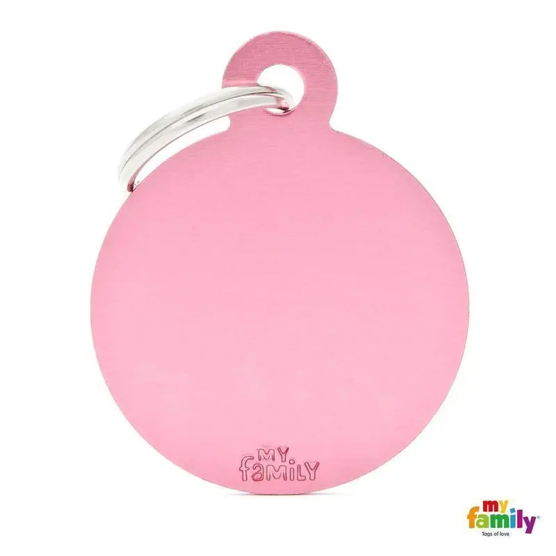My Family Basic Circle Large Pink Dog Tag with Free Engraving