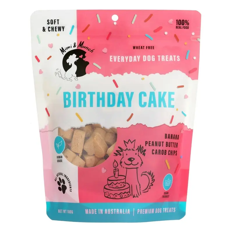 Mimi and Munch Wheat Free Birthday Cake Dog Biscuit Treats 180g :->>